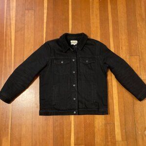 Madewell Black Denim Sherpa-Lined Jacket - Women L